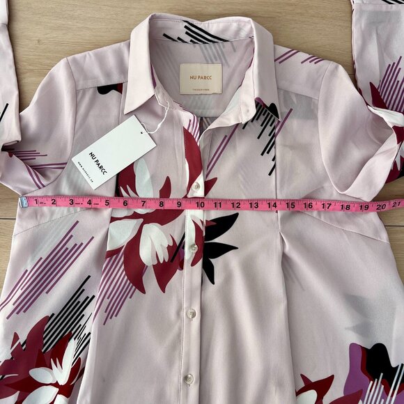 NWT NU PARCC The Color House Pink Floral Shirt Dress with Pockets Size 6 / Small - Picture 10 of 16